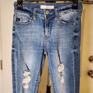 KanCan Florence Mid Rise Super Skinny Jeans Sz 3/25 Distressed Blue KC7103m